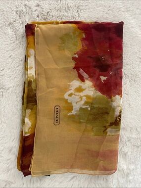 Extra Large COACH 100% SILK Floral Scarf